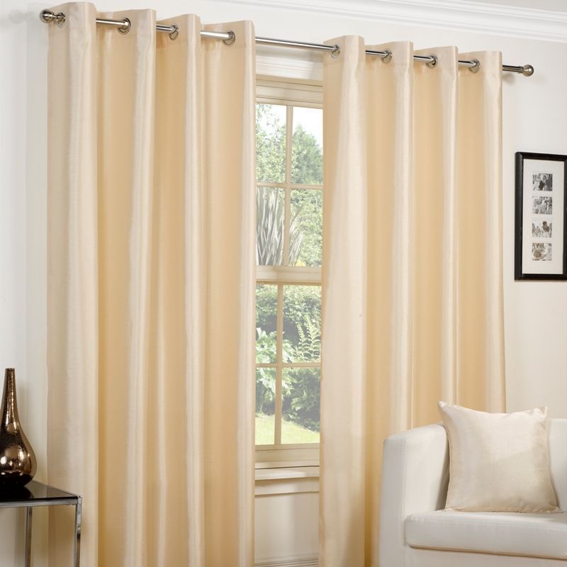 Faux Silk Eyelet Curtains (66" Width x 90" Drop) - Cream